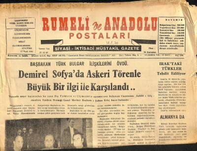 Rumeli Ve Anadolu Postaları Gazetesi 18 Eylül 1970 - Demirel Sofyada Askeri Törenle Büyük Bir ilgi İle Karşılandı GZ117320 - 1