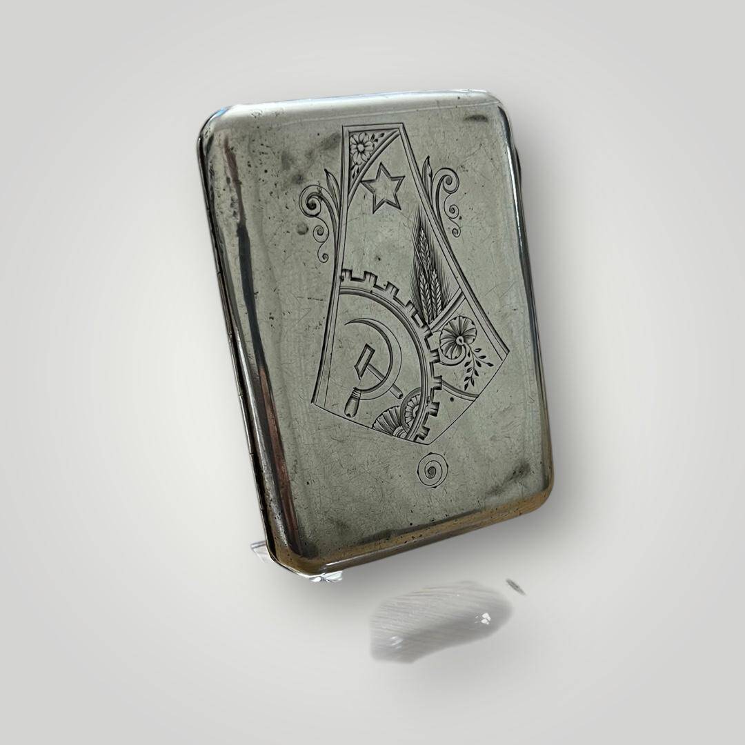 Rus Gümüş Damgalı Kalem İşi Sigara Tabakası AOB6090 - 2