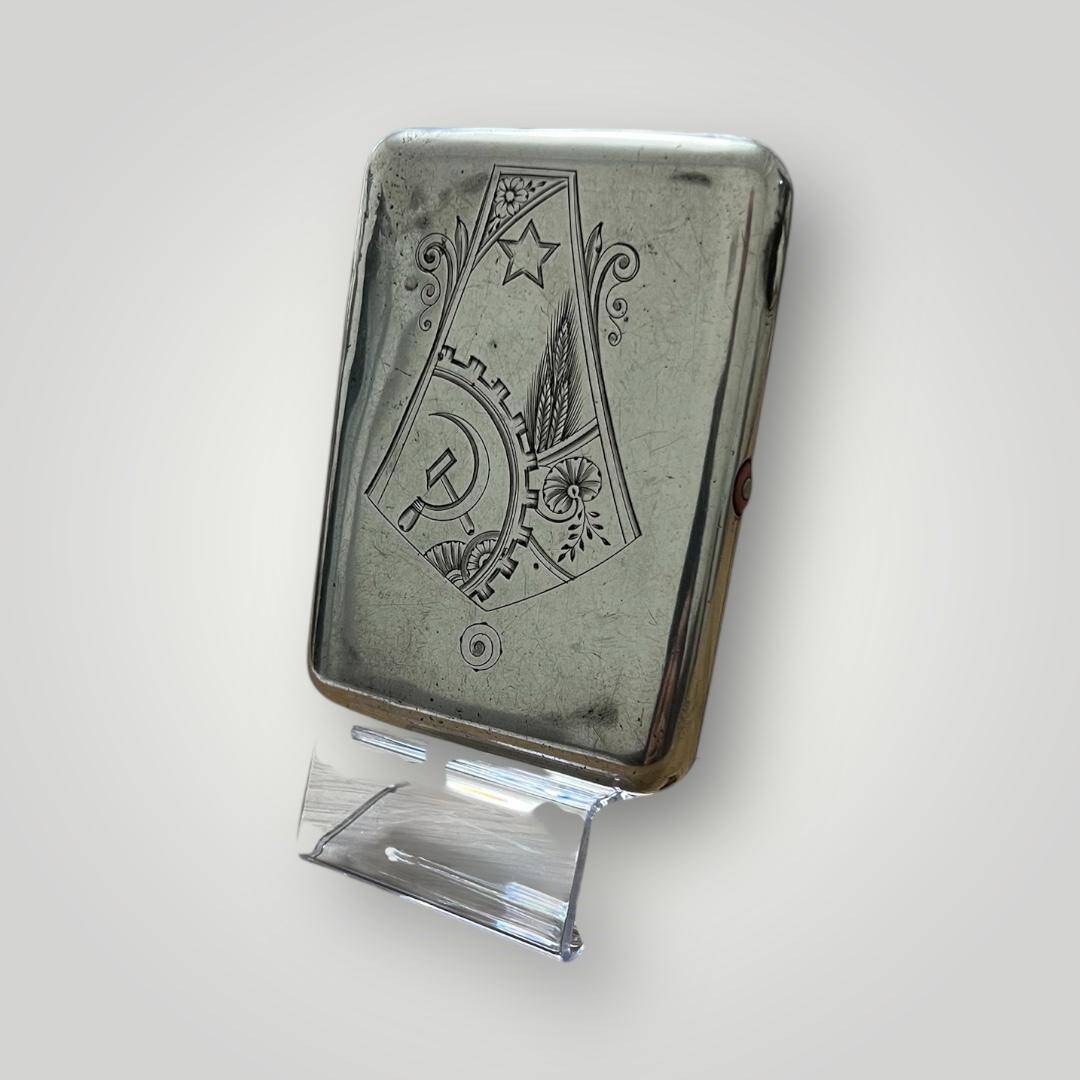 Rus Gümüş Damgalı Kalem İşi Sigara Tabakası AOB6090 - 4