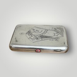 Rus Gümüş Damgalı Kalem İşi Sigara Tabakası AOB6090 - 8
