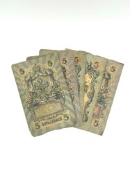 Rusya 1909 5 Ruble Temiz 5 Adet YKP10941 - Gökçekoleksiyon