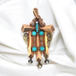 Rusya 1940 lar 18 ayar İnci Ve Turkuaz Taşlı Kapaklı Haç Kutusu ELM146 #27.80 - 2