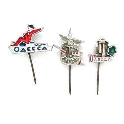 Rusya Sovyet Dönemi Odesa 3 Adet Yaka Rozeti RZT1608 - Gökçekoleksiyon