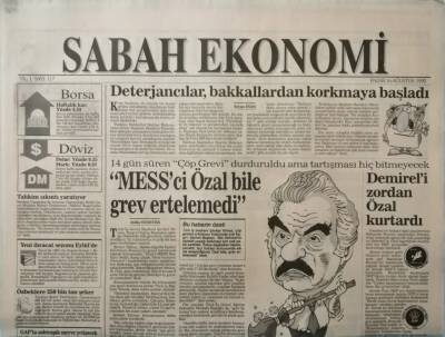 Sabah Ekonomi Gazetesi 16 Ağustos 1992 Demireli Zordan Özal Kurtardı -GZ37796 - 1
