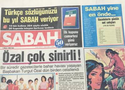Sabah Gazetesi 1 Ekim 1985-Başbakan Turgut Özal Çok Sinirli ! GZ36494 - 1