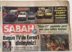 Sabah Gazetesi 1 Eylül 1985 - Cumhurbaşkanı Evren Bugün TVde Dinleyeceğiz GZ16027 - 1
