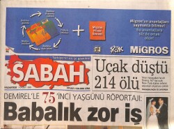 Sabah Gazetesi 1 Kasım 1999 - Mısır Havayollarına Ait Uçak Düştü 214 Ölü Var GZ158117 - Gökçekoleksiyon