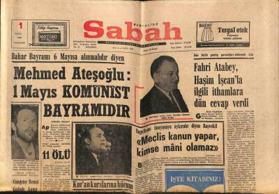 Sabah Gazetesi 1 Mayıs 1969 - Lütfi Doğan Bursada Vaaz Verdi GZ80693 - 1