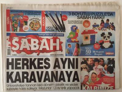Sabah Gazetesi 1 Mayıs 2009 - Domuz Gribinde Kıyamet Alar Mı GZ22013 - 1
