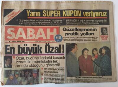 Sabah Gazetesi 1 Nisan 1986 - En Büyük Özal ! - GZ43930 - 2