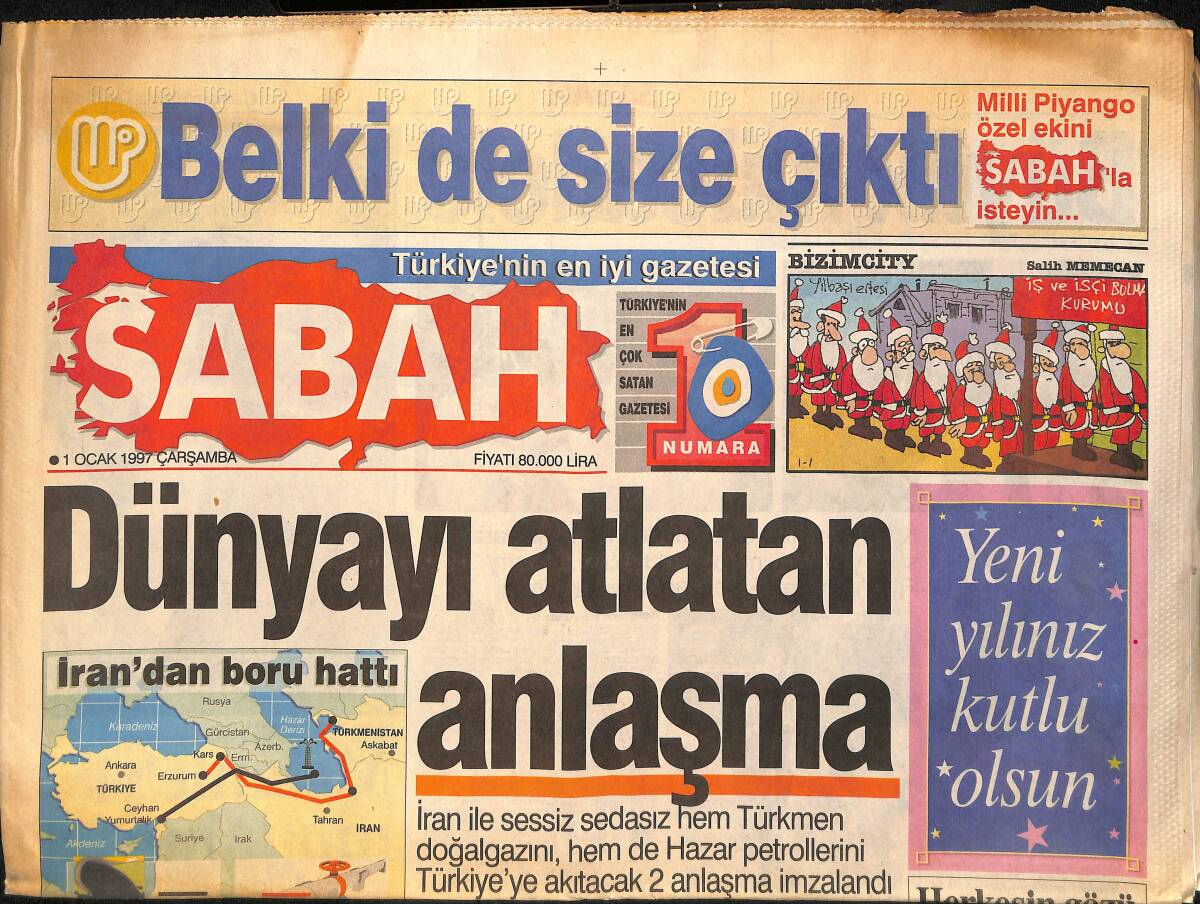 Sabah Gazetesi 1 Ocak 1997 - Susurluk Komisyonu Kenan Evren'i Çağırdı - Chemical Bank'ı Sürmeli Satın Aldı GZ155500 - 1