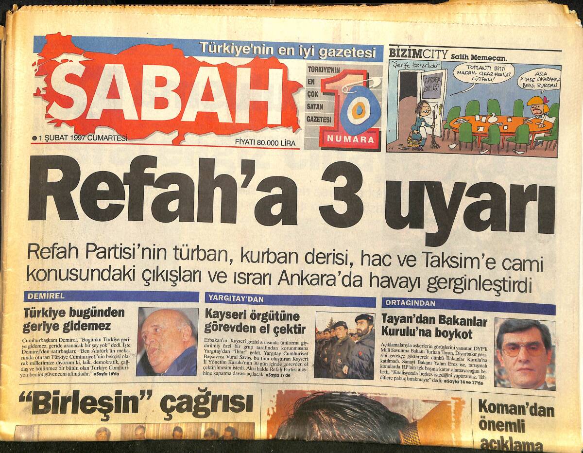 Sabah Gazetesi 1 Şubat 1997 - Büyük Buluşma Sezen Aksu Ve Tarkan - Aysel Gürel Ve Kızları Müjde Ar, Mehtap Ar GZ147883 - 1