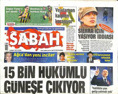 Sabah Gazetesi 1 Şubat 2013 - Dışişleri Şanghay 5lisi ABnin Alternatifi Değil - Fransada Jest AB Engeli Kalkıyor GZ98445 - 1