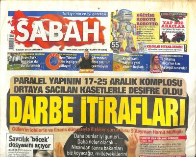 Sabah Gazetesi 1 Şubat 2014 - UEFA Şike Kararını İstedi , Hem Türkçe Hem İngilizce Yollayın ! GZ98478 - 1