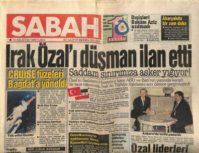 Sabah Gazetesi 10 Ağustos 1990 - Saddam Irakı Toplu İntihara Doğru Götürüyor GZ89075 - 1