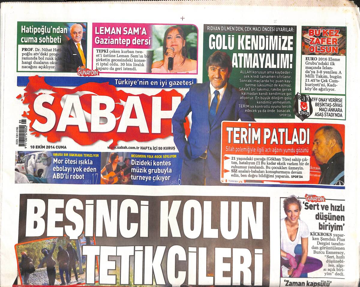 Sabah Gazetesi 10 Ekim 2014 - Paris İşgali Nobel Kazandırdı - Çin Dünya'nın En Büyüğü Ünvanını ABD'den Aldı GZ135522 - 1