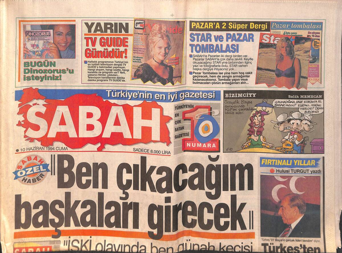 Sabah Gazetesi 10 Haziran 1994 - Yunan Takımı Amerika'da Kepaze Oldu - McDonald's'dan Sonra Cola'nın da Başı Yandı GZ152908 - 1
