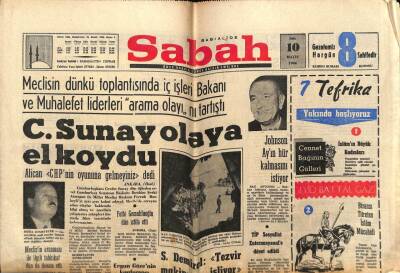 Sabah Gazetesi 10 Mayıs 1966 - Cevdet Sunay Olaya El Koydu GZ63962 - 2