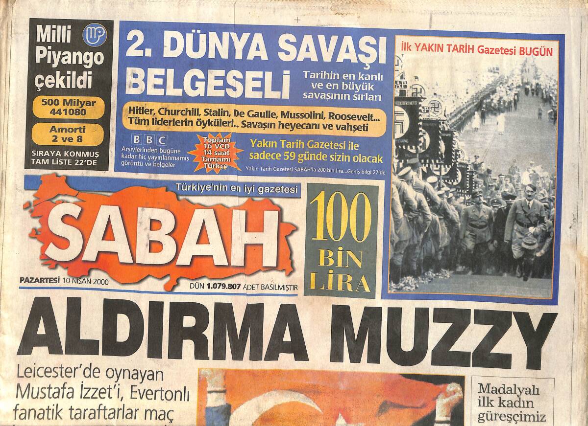 Sabah Gazetesi 10 Nisan 2000 - Sezen Aksu Sahnede Bayıldı - Hülya Avşar, Kızı Zehra'yı Ticaretten Uzak Tuttu GZ2401 - 1
