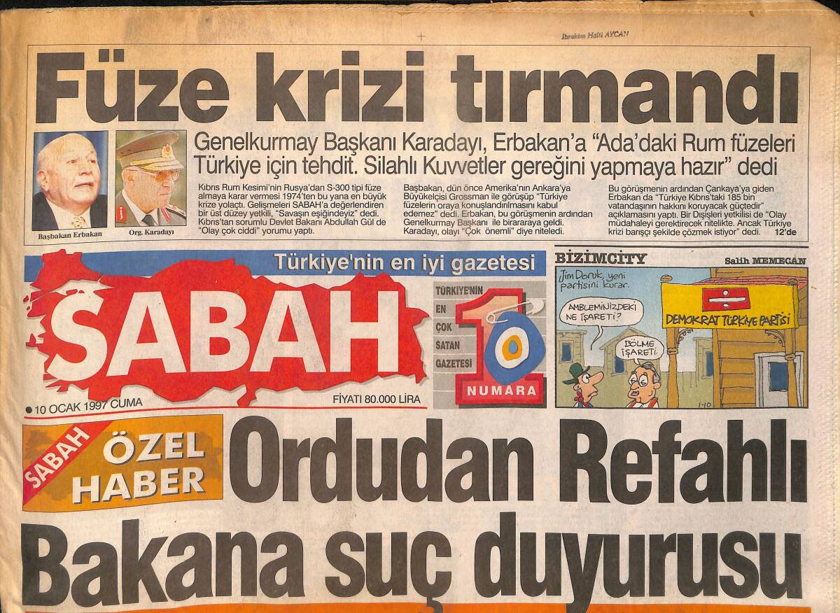 Sabah Gazetesi 10 Ocak 1997 - Dolarlar Kapış Kapış - Ağrı'da Bakan Şov GZ155501 - 1