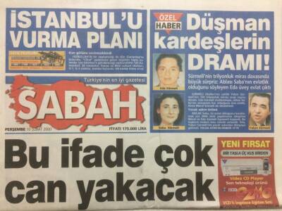 Sabah Gazetesi 10 Şubat 2000 - Bu İfade Çok Can Yakacak GZ35781 - 1