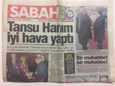 Sabah Gazetesi 11 Aralık 1991 - Tansu Hanım İyi Hava Yaptı GZ27384 - 1