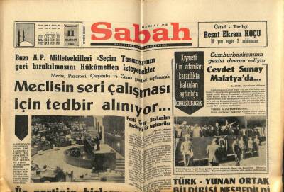 Sabah Gazetesi 11 Haziran 1966 - Meclisin Seri Çalışması İçin Tedbir Alınıyor GZ61173 - 1