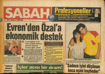 Sabah Gazetesi 11 Haziran 1985 - Kenan Evrenden Turgut Özala Ekonomik Destek, James Bond Çizgi Roman, Müjde Ar En Başarılı Oyuncu GZ126438 - 1