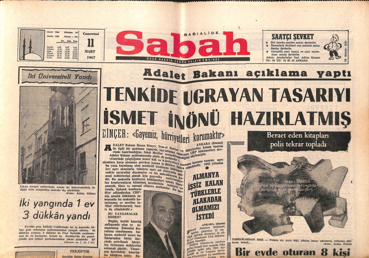 Sabah Gazetesi 11 Mart 1967 - İsveç'te Tahsil Yapmak İçin Hırsızlık Yapan Üniversiteli Yakalandı GZ149738 - 1