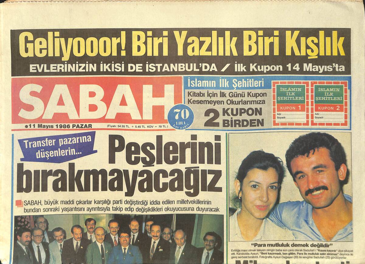 Sabah Gazetesi 11 Mayıs 1986 - Gönül Yazar'ın Parfümlü Banyosu - Özal'ın Ağzından İlk Defa Demirel Sözü Çıktı GZ3799 - 1