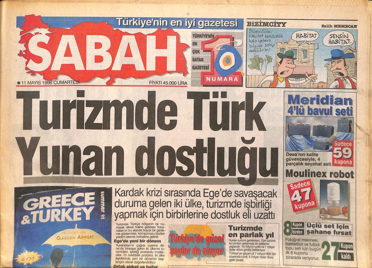 Sabah Gazetesi 11 Mayıs 1996 - Pele'ye İkiz Bebek Geliyor - Saddam'ın 48 Sarayı Var GZ155515 - 1
