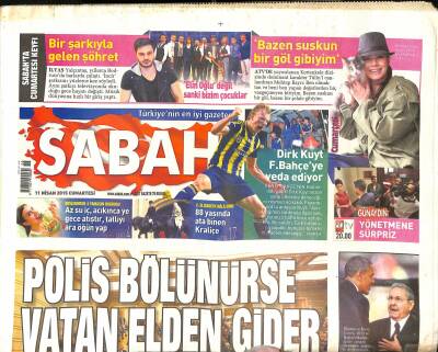 Sabah Gazetesi 11 Nisan 2015 - Dirk Kuyt Fenerbahçeye Veda Ediyor - TUBİTAK Başkanı Altunbaşak Ayrıldı GZ124731 - 1