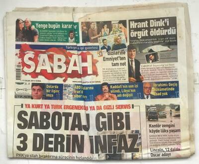 Sabah Gazetesi 11 Ocak 2013 - Hrant Dinki Örgüt Öldürdü GZ7023 - 1