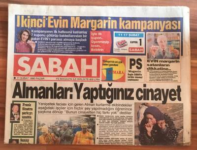 Sabah Gazetesi 11 Şubat 1990 - Almanlar Yaptığınız Cinayet GZ1813 - 2