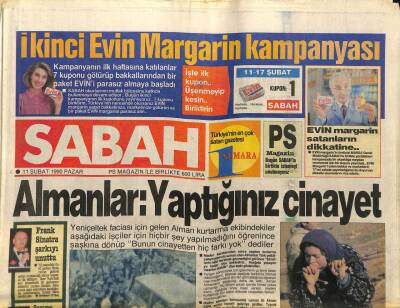 Sabah Gazetesi 11 Şubat 1990 - Almanlar Yaptığınız Cinayet GZ89085 - 1
