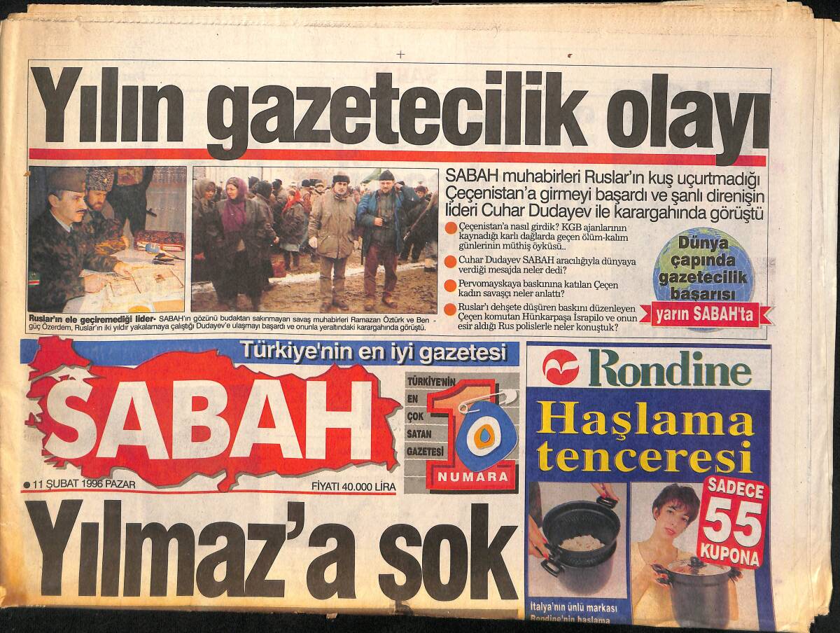 Sabah Gazetesi 11 Şubat 1996 - Yanan Dublörü Stallone Kurtardı - Hülya Avşar Mı Kısır Yoksa Kaya Mı ? GZ155513 - 1