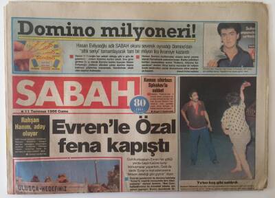 Sabah Gazetesi 11 Temmuz 1986 - Evrenle Özal Fena Kapıştı GZ20941 - 1