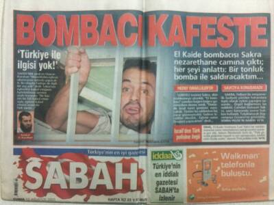 Sabah Gazetesi 12 Ağustos 2005 - El Kaide Bombacısı Sakra Kafeste GZ29897 - 1