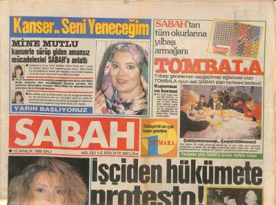 Sabah Gazetesi 12 Aralık 1989 - Aydan Şenerin Yuvası Tehlikede - Ajda Pekkan Ayrıyız Ama Boşanmadık diyor GZ114093 - 1