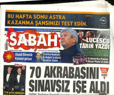 Sabah Gazetesi 12 Aralık 2014 - Dünyada Yılda 475 Bin Cinayet İşleniyor - Lucescu Tarih Yazdı GZ100323 - 2