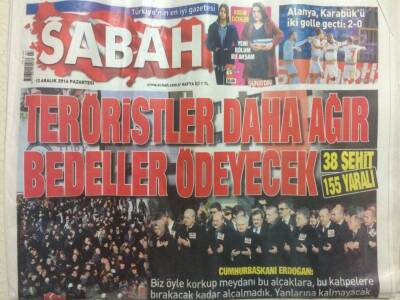 Sabah Gazetesi 12 Aralık 2016 - 38 Şehit,155 Yaralı,Hükümet Teröristler Daha Ağır Bedel Ödeyecek GZ29509 - 1
