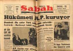 Sabah Gazetesi 12 Ekim 1965 - Hükümeti AP Kuruyor GZ63986 - 2