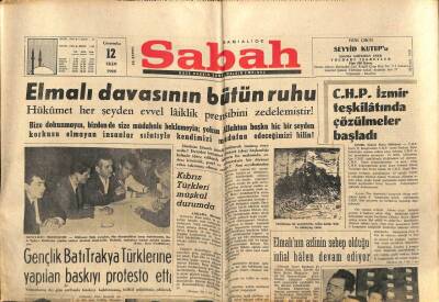 Sabah Gazetesi 12 Ekim 1966 - Elmalı Davasının Bütün Ruhu GZ80703 - 1