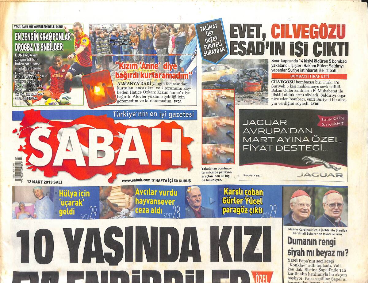 Sabah Gazetesi 12 Mart 2013 - Galatasaray Şampiyonlar Liginde Çeyrek Final Biletini Shalke 04'ten Alacak GZ154930 - 1