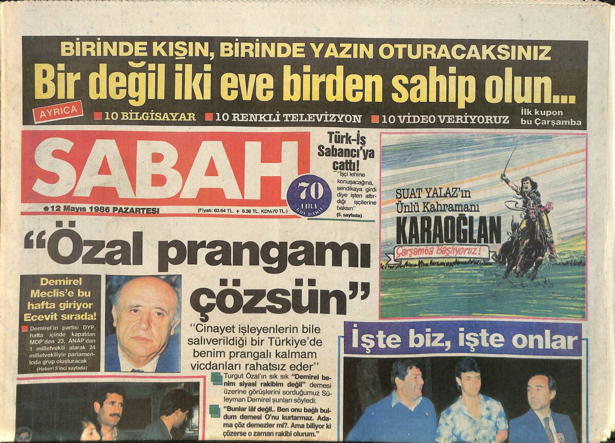Sabah Gazetesi 12 Mayıs 1986 - Özal Prangamı Çözsün - SSK Başkanı Yalancı Çıkarttı GZ3796 - 1