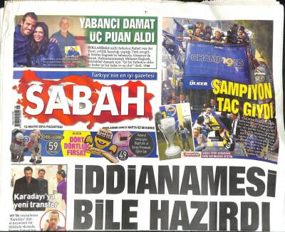 Sabah Gazetesi 12 Mayıs 2014 - Karadayıya Yeni Transfer - Dünyanın En Güzel Hakemi GZ98455 - 1