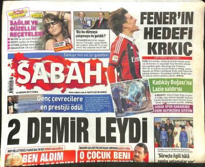 Sabah Gazetesi 12 Nisan 2013 - İbrahim Tatlısesin Eski Hayat Arkadaşı Derya Tuna O Çocuk Beni İlgilendirmez GZ98430 - 1