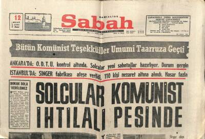 Sabah Gazetesi 12 Ocak 1969 - Solcular Komünist İhtilali Peşinde GZ64253 - 1