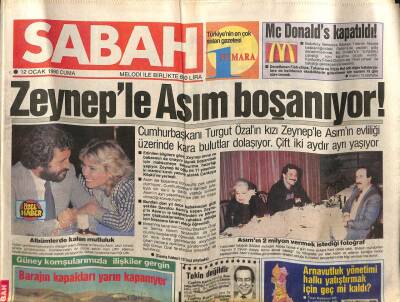Sabah Gazetesi 12 Ocak 1990 - Saddam Hüseyin , Türk Sınırına Asker Yığıyor ! GZ76604 - 1