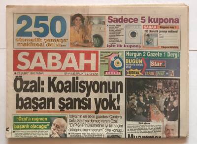 Sabah Gazetesi 12 Ocak 1992 - ÖzalKoalisyonun Başarı Şansı Yok GZ4082 - 1
